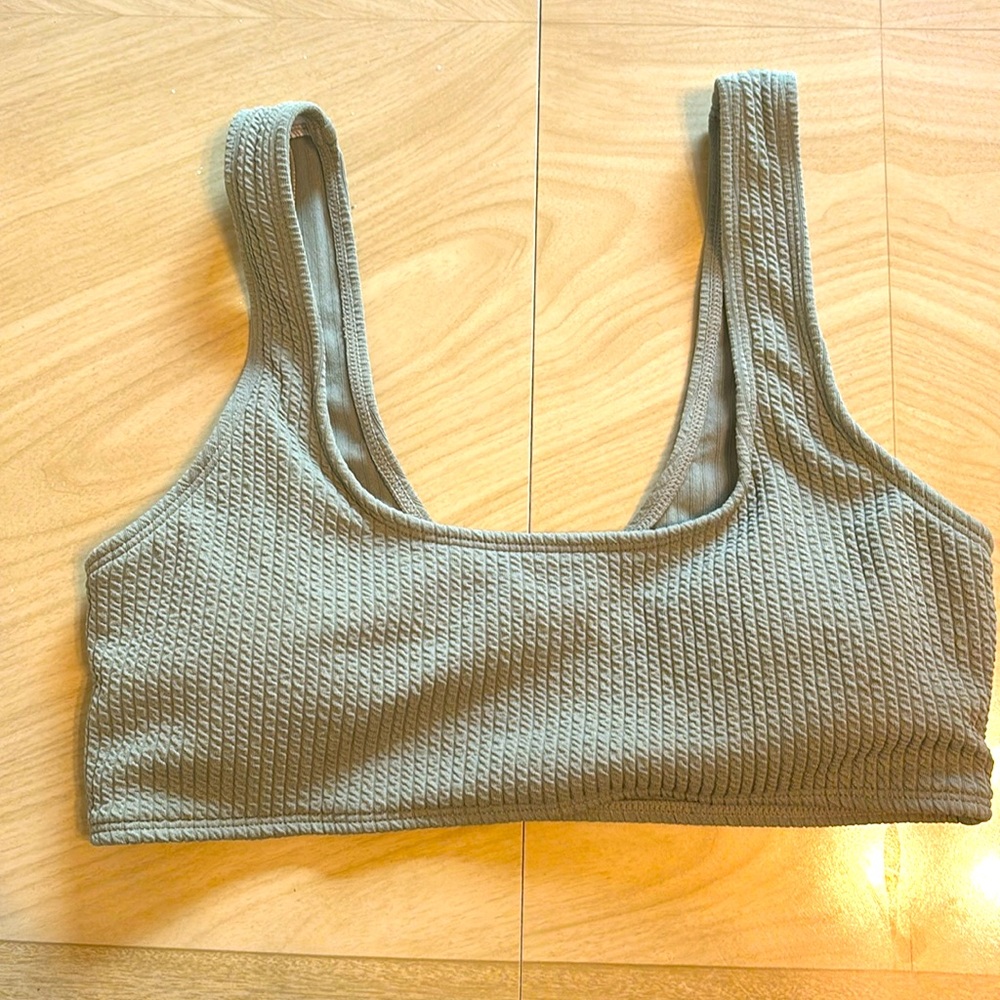 SHEIN Army Green Textured Bikini Top - Size Medium
